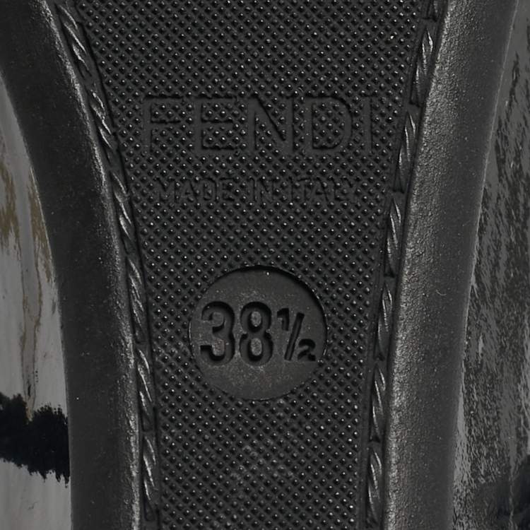 Pre Owned Fendi Tri-Color Patent Leather Bow Thong Wedge Sandals Size 38.5