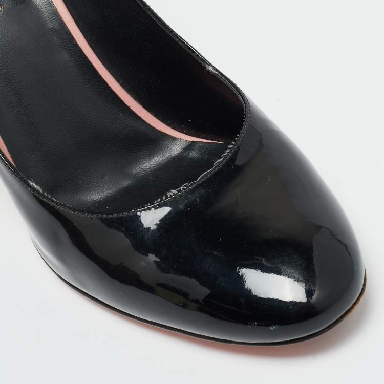 Pre Owned Fendi Black/Cream Patent Leather Block Heel Pumps Size 40