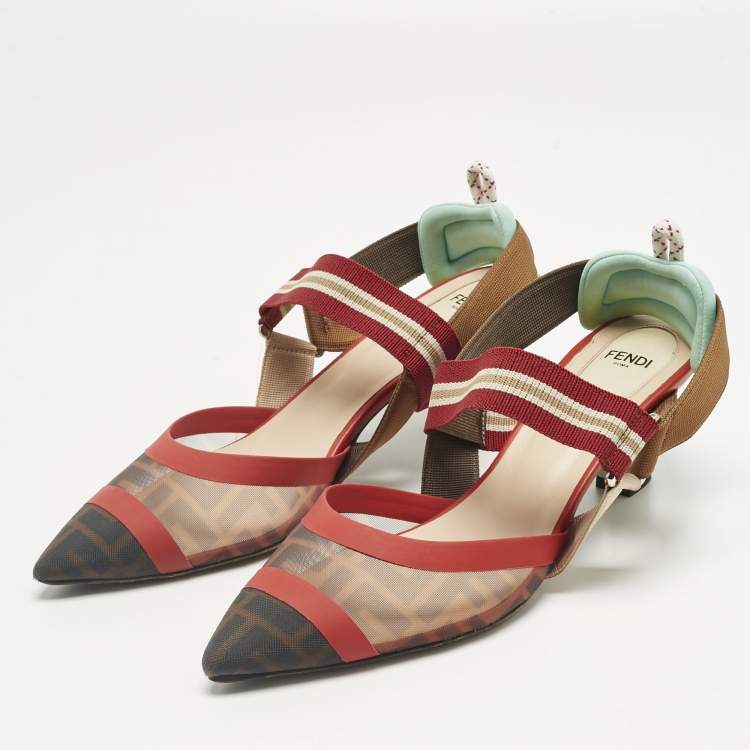 Pre Owned Fendi Multicolor Satin and Velvet Colibri Slingback Pumps Size 40