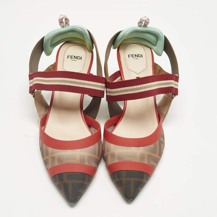 Pre Owned Fendi Multicolor Satin and Velvet Colibri Slingback Pumps Size 40