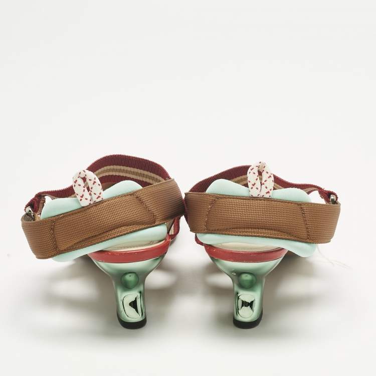 Pre Owned Fendi Multicolor Satin and Velvet Colibri Slingback Pumps Size 40