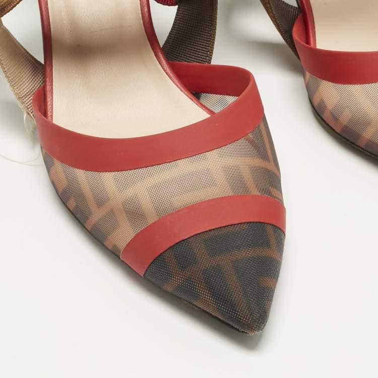 Pre Owned Fendi Multicolor Satin and Velvet Colibri Slingback Pumps Size 40