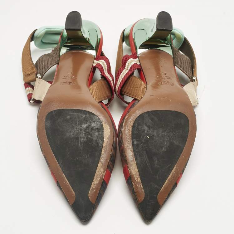 Pre Owned Fendi Multicolor Satin and Velvet Colibri Slingback Pumps Size 40