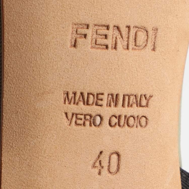 Pre Owned Fendi Red/Black Fabric and Leather Ankle Strap Sandals Size 40