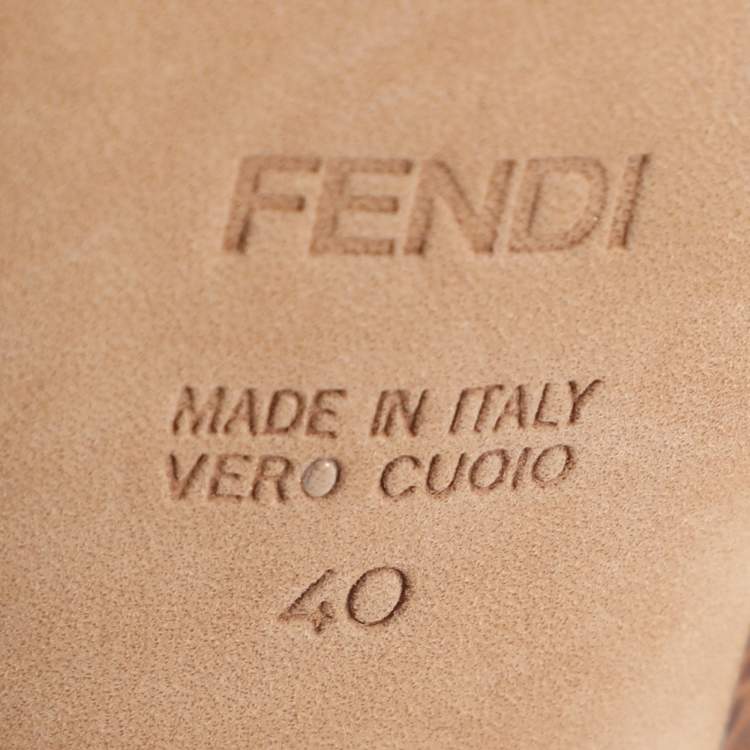 مملوكة مسبقًا Fendi Brown/Yellow Lizard Embossed Leather Fendista Peep Toe Pumps Size 40