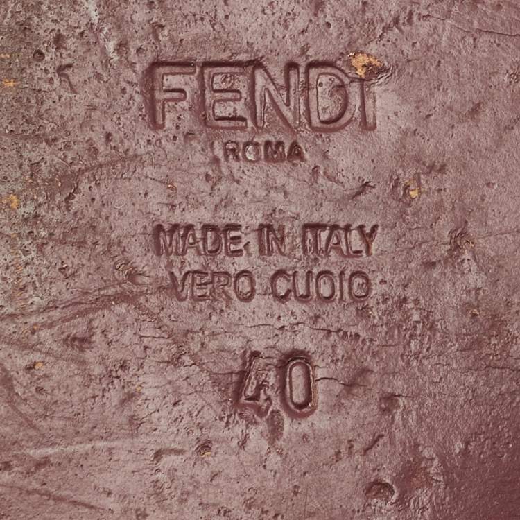 Pre Owned Fendi Black/White Leather Flowerland Flat Slide Size 40