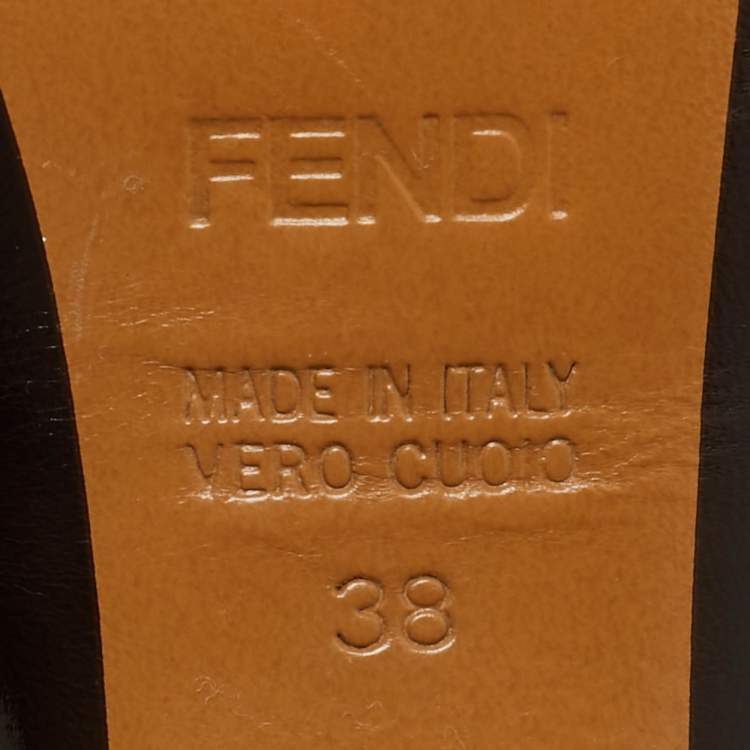 Pre Owned Fendi Brown Leather Peep Toe Platform Ankle Strap Sandals Size 38