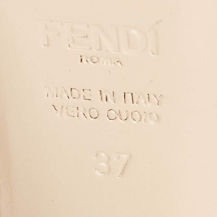 Pre Owned Fendi Beige Leather Duo Platform T-Strap Sandals Size 37