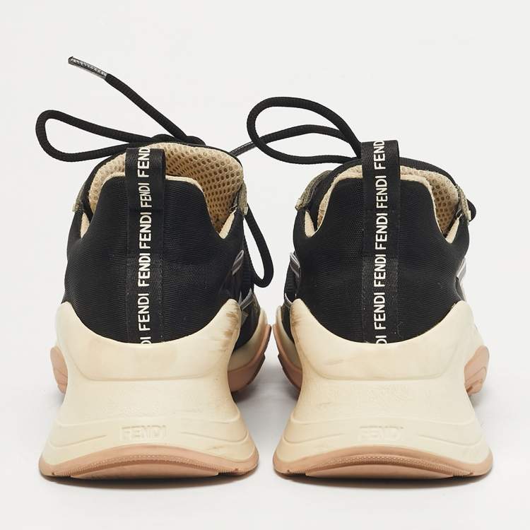 Pre Owned Fendi Black/Brown Zucca Mesh and PVC Fluid High Top Sneakers Size 39