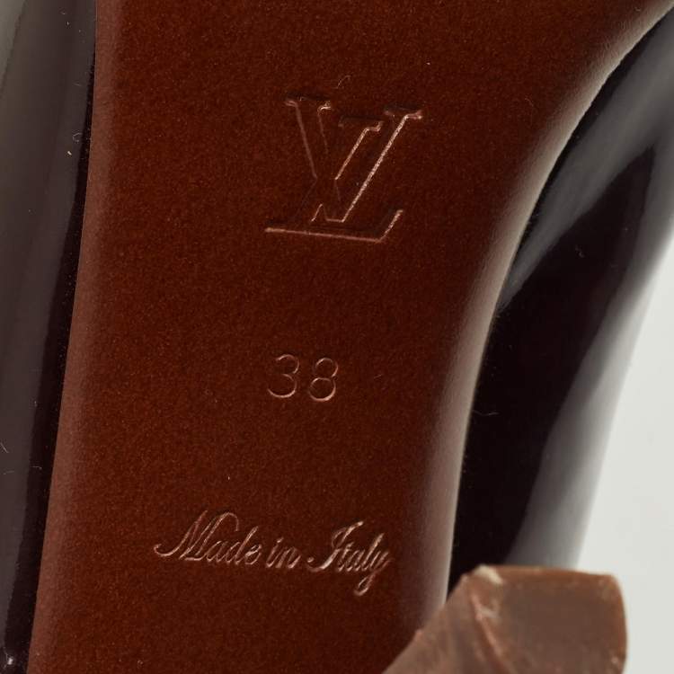 Pre Owned Fendi Burgundy Patent Leather Ankle Strap Sandals Size 38