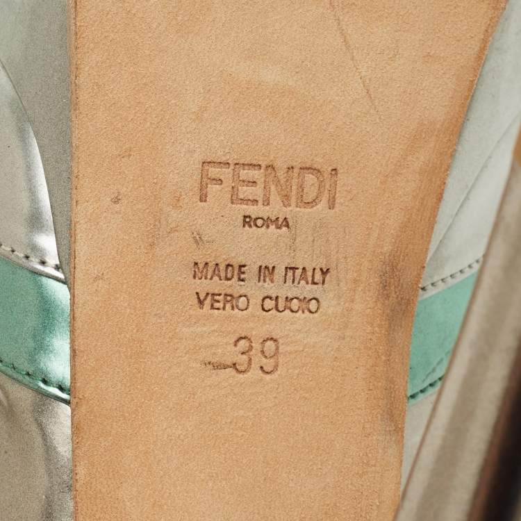 Pre Owned Fendi Multicolor Leather Fendista Peep Toe Platform Pumps Size 39