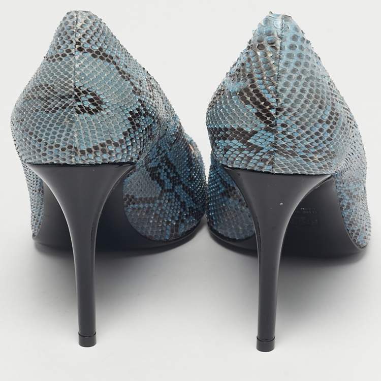Pre Owned Fendi Blue/Brown Python Leather Pointed Toe Pumps Size 40