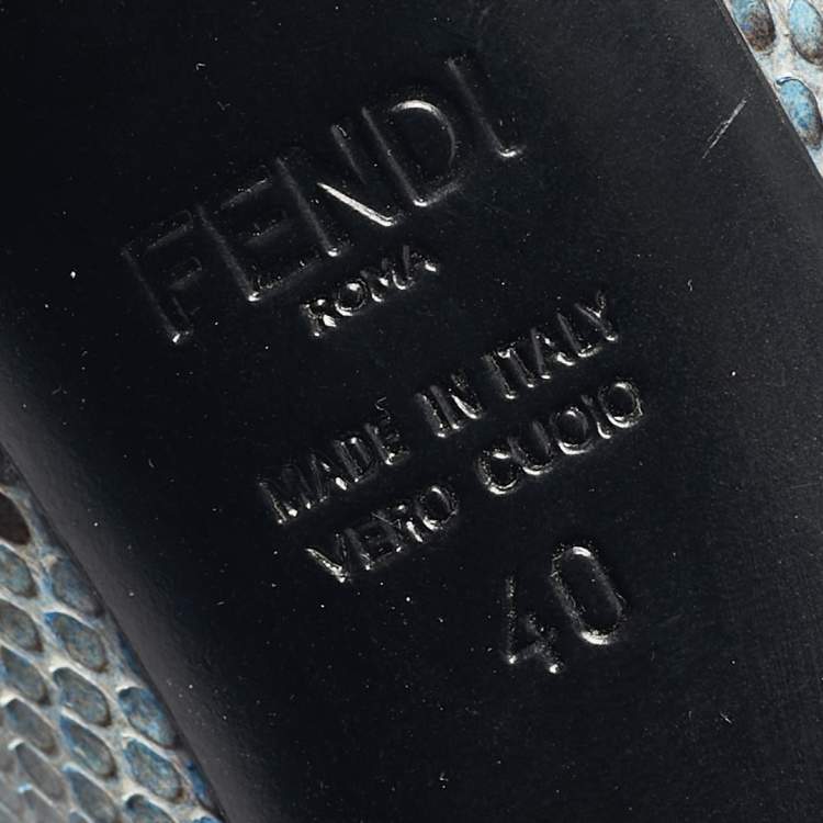 Pre Owned Fendi Blue/Brown Python Leather Pointed Toe Pumps Size 40