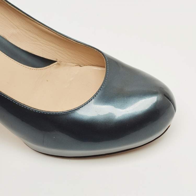 مملوكة مسبقًا Fendi Grey Patent Leather Superstar Platform Pumps Size 40