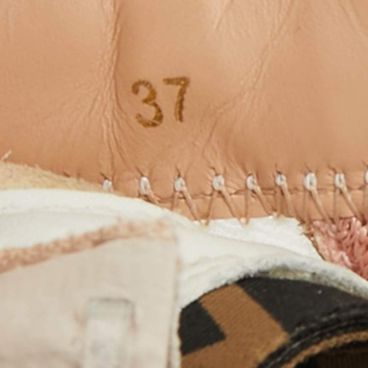 Pre Owned Fendi Pink/White Suede and Leather Flow Low Top Sneakers Size 37