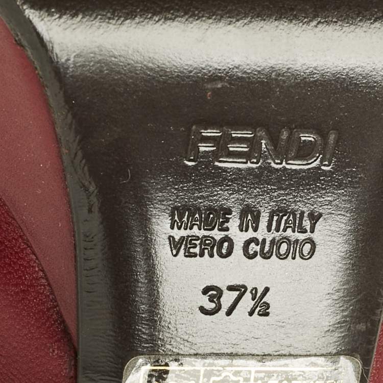 Pre Owned Fendi Red Leather Fendista Platform Pumps Size 37.5