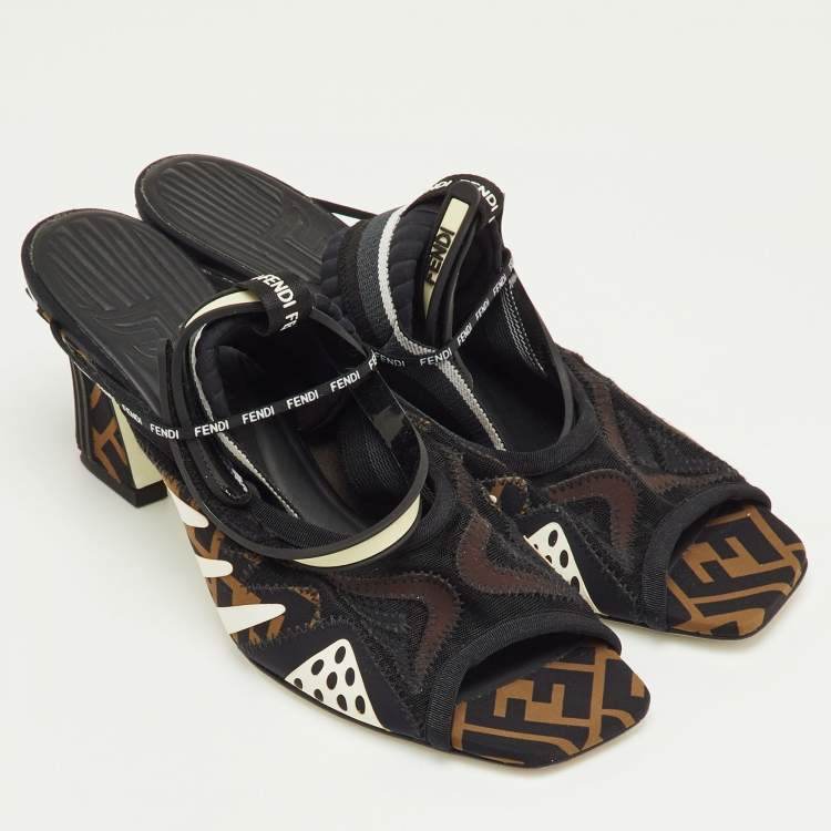Pre Owned Fendi Multicolor Neoprene and Technical Mesh Patchwork FFreedom Sandals Size 40