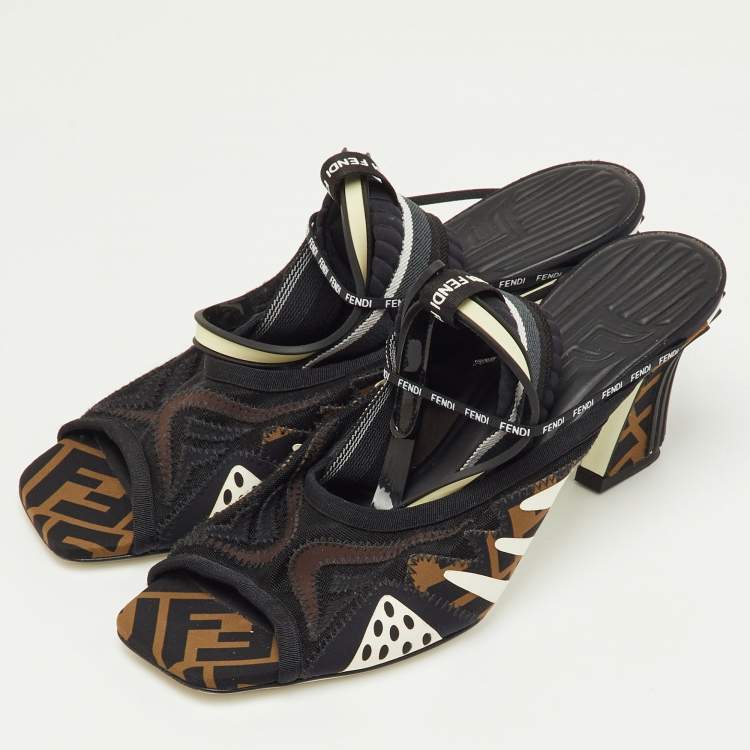 Pre Owned Fendi Multicolor Neoprene and Technical Mesh Patchwork FFreedom Sandals Size 40