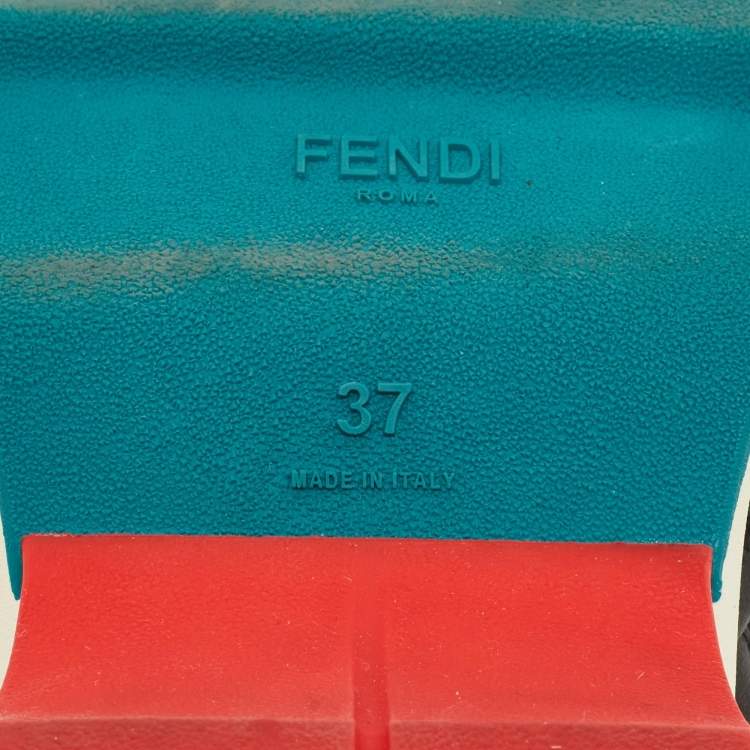 Pre Owned Fendi Flowerland Size 37 Black Leather Slip On Sneakers