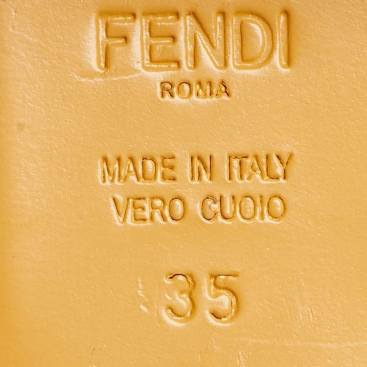 Pre Owned Fendi Size 35 Black/Yellow Leather and Fur Monster Gladiator Flat Sandals