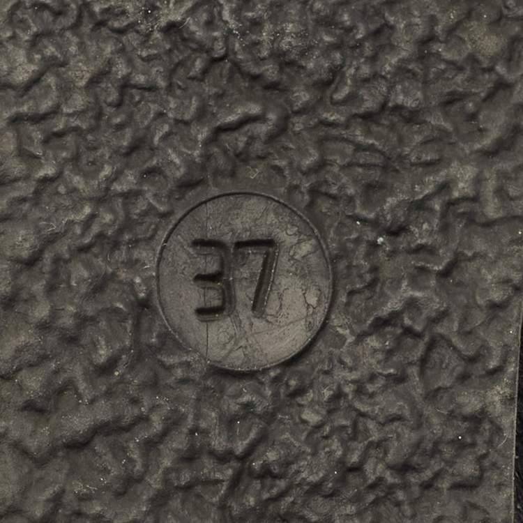 Pre Owned Fendi Size 37 Black Zucca Canvas and Patent Leather Wedge Slide Sandals