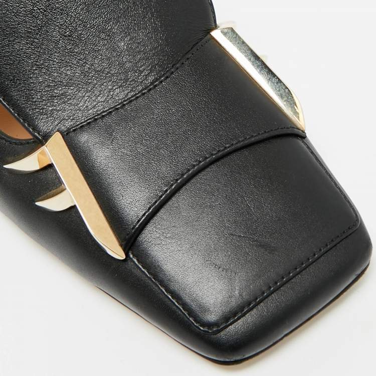 مملوكة مسبقًا Fendi FFreedom Size 37 Black Leather Slingback Pumps