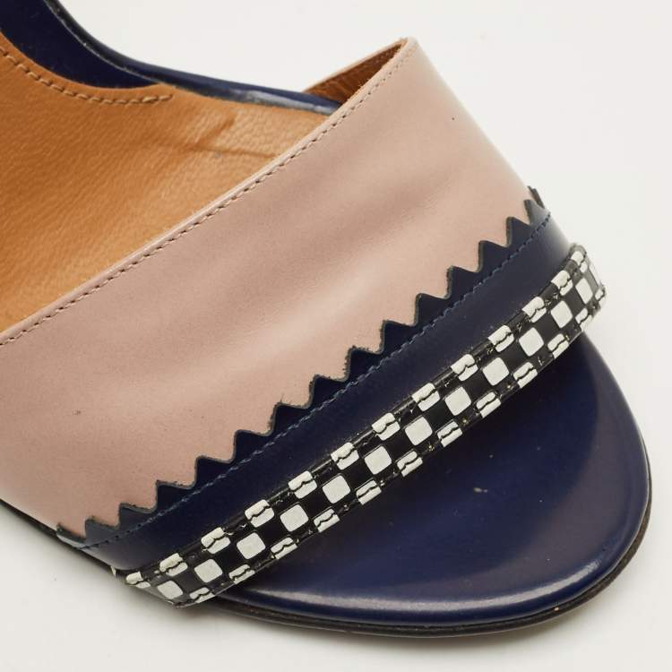 Pre Owned Fendi Size 35.5 Multicolor Leather Ankle Strap Sandals