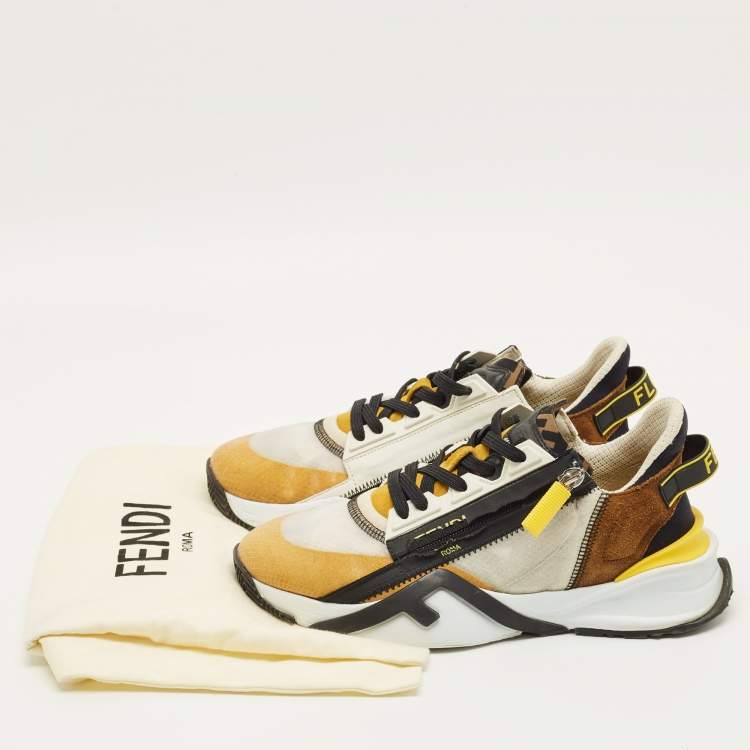 مملوكة مسبقًا Fendi Technical Flow Size 38 Multicolor Net and Suede Low Top Sneakers