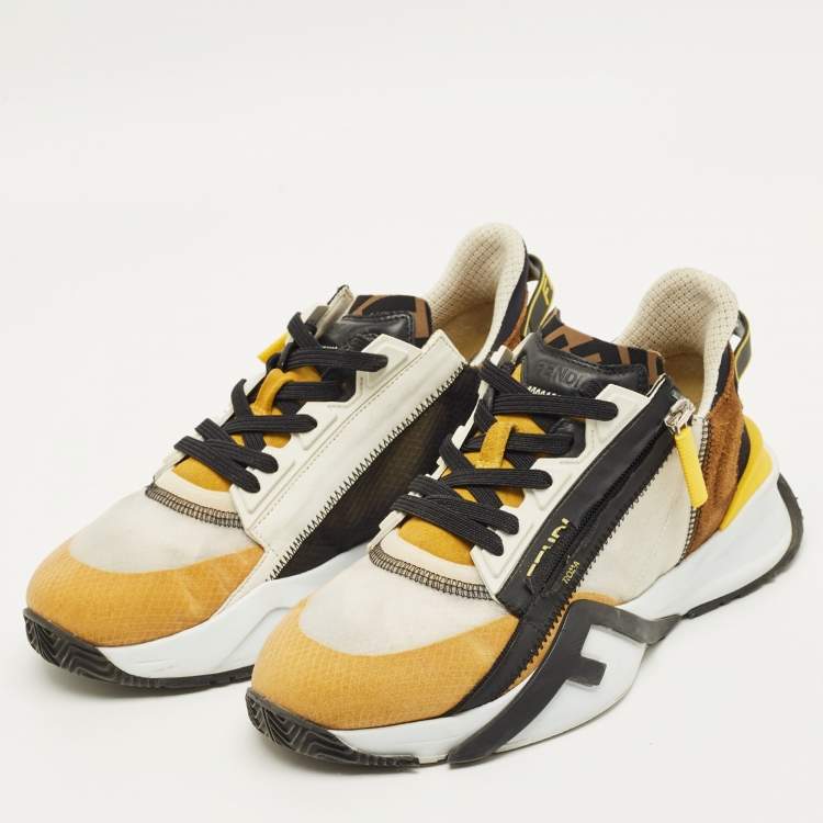 مملوكة مسبقًا Fendi Technical Flow Size 38 Multicolor Net and Suede Low Top Sneakers