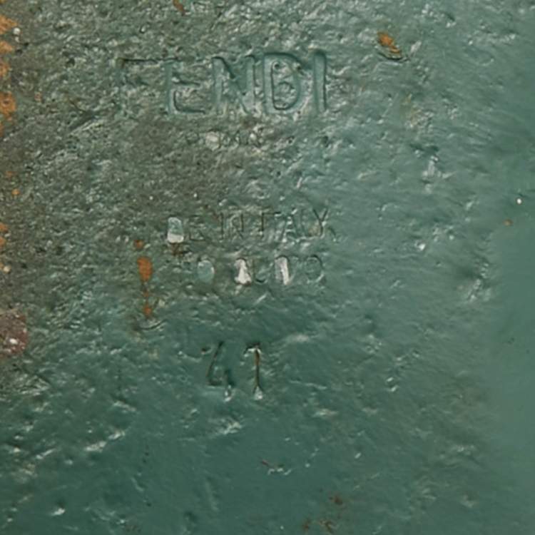 Pre Owned Fendi Size 41 Multicolor Leather Studded Ankle Cuff  Flat Sandals