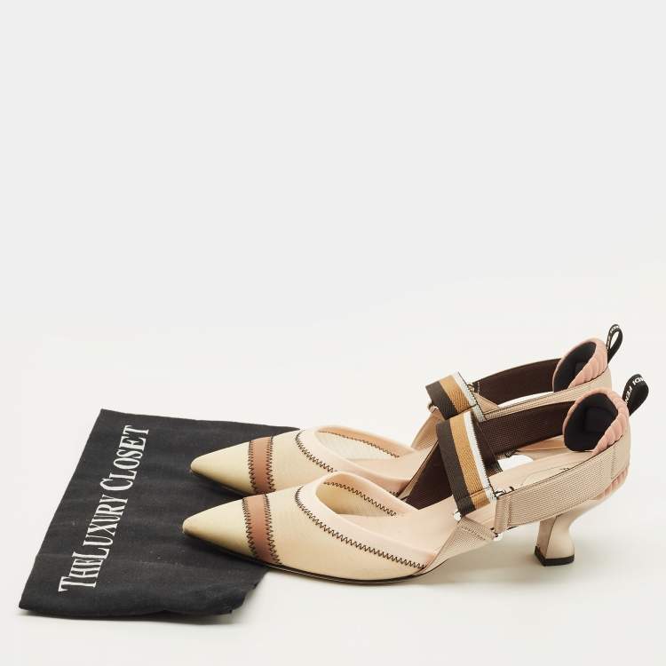 Pre Owned Fendi Colibri Size 41 Multicolor Canvas and Net Pumps