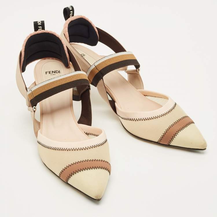 Pre Owned Fendi Colibri Size 41 Multicolor Canvas and Net Pumps