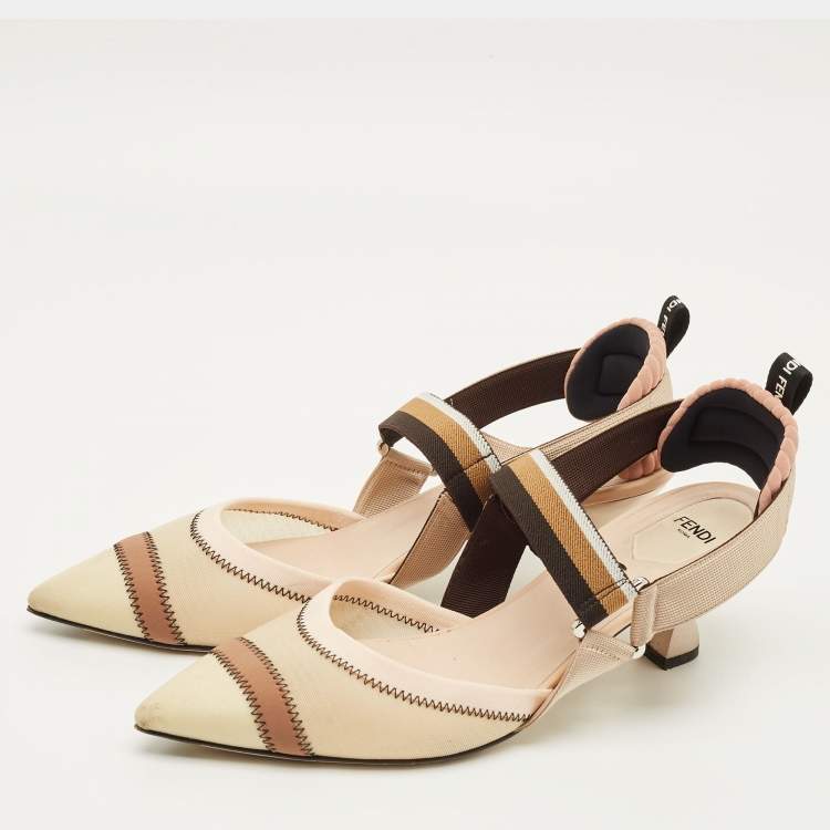 Pre Owned Fendi Colibri Size 41 Multicolor Canvas and Net Pumps