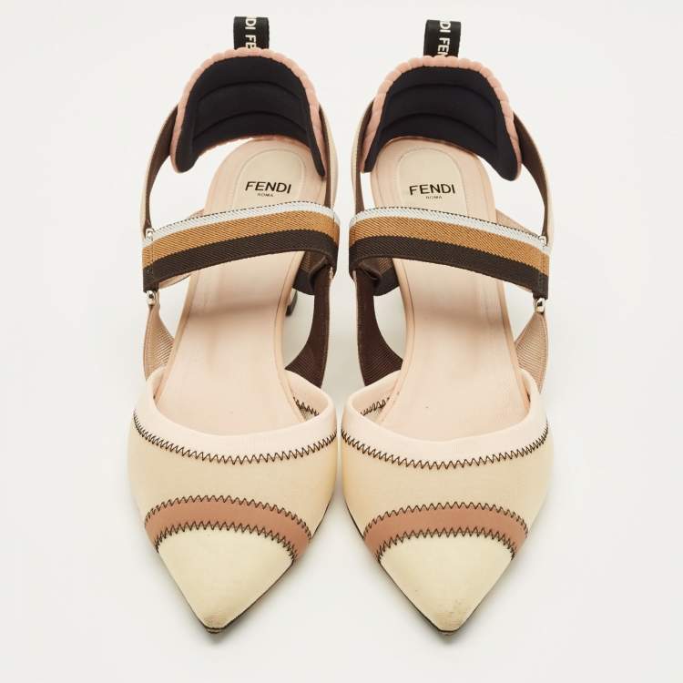 Pre Owned Fendi Colibri Size 41 Multicolor Canvas and Net Pumps