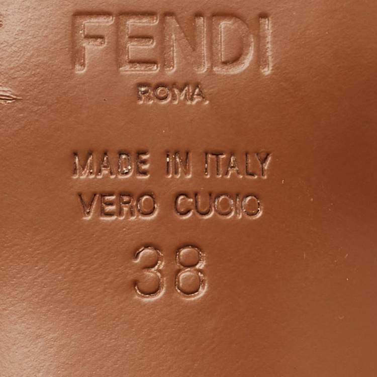 Pre Owned Fendi Colibri Size 38 Black/Brown Zucca Mesh Slingback Pumps