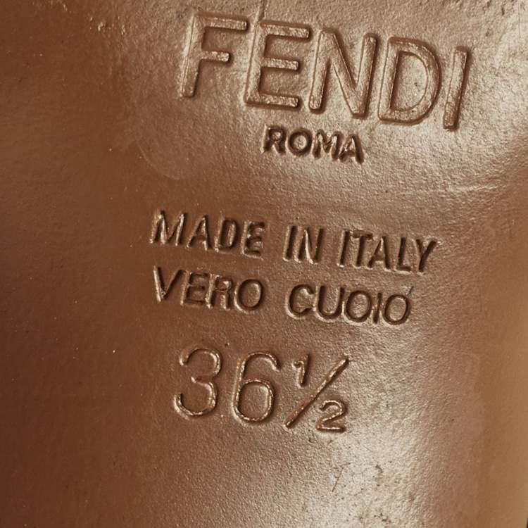 Pre Owned Fendi Colibri Size 36.5 Black Canvas and FF Net Slingback Pumps