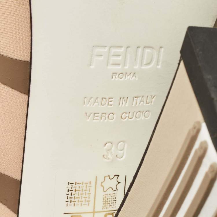 Pre Owned Fendi Evie Size 39 Multicolor Mesh and Neoprene Ankle Strap Sandals