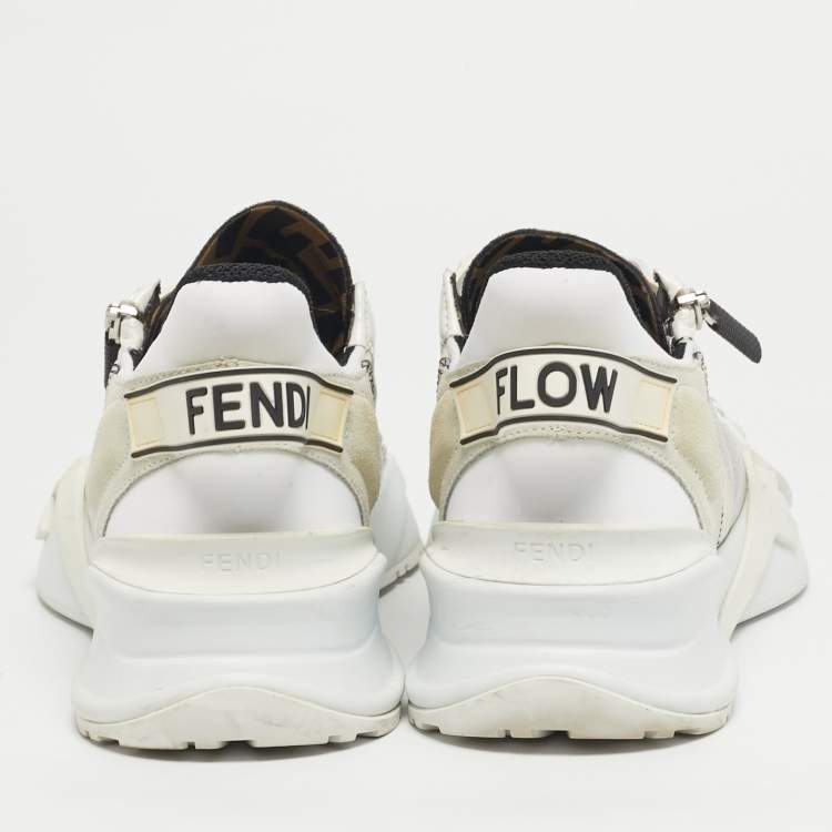 Pre Owned Fendi Flow Size 39 White Patent Leather and Suede Low Top Sneakers