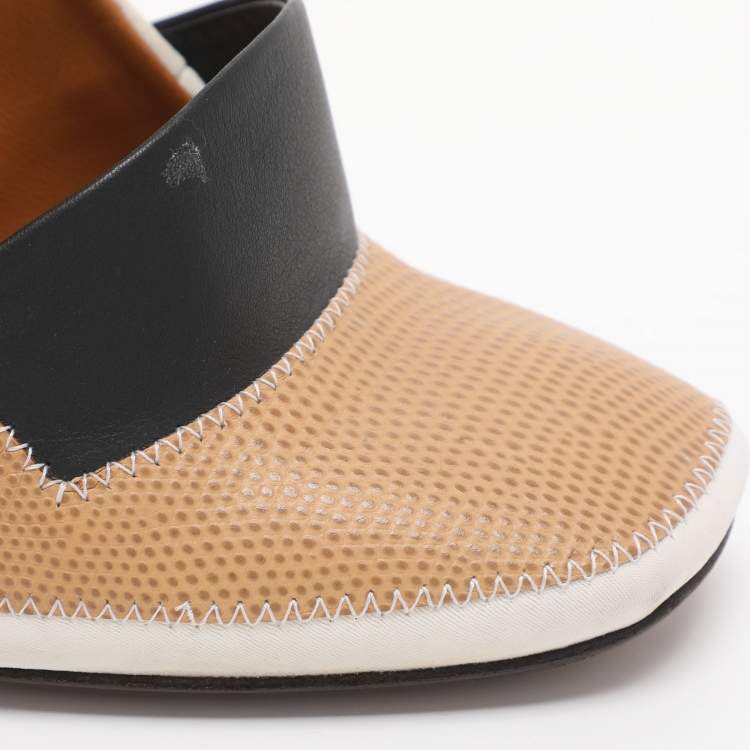 Pre Owned Fendi Polifonia Court Size 38 Multicolor Fabric and Lizard Embossed Leather Pumps