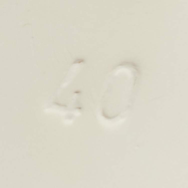 Pre Owned Fendi Polka Dots Size 40 Navy Blue/White Leather Block Heel Ankle Strap Sandals