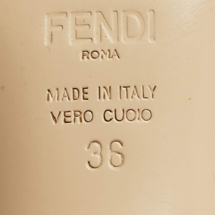 Pre Owned Fendi Colibri Size 36 Beige/Brown Zucca Mesh and Leather Pumps