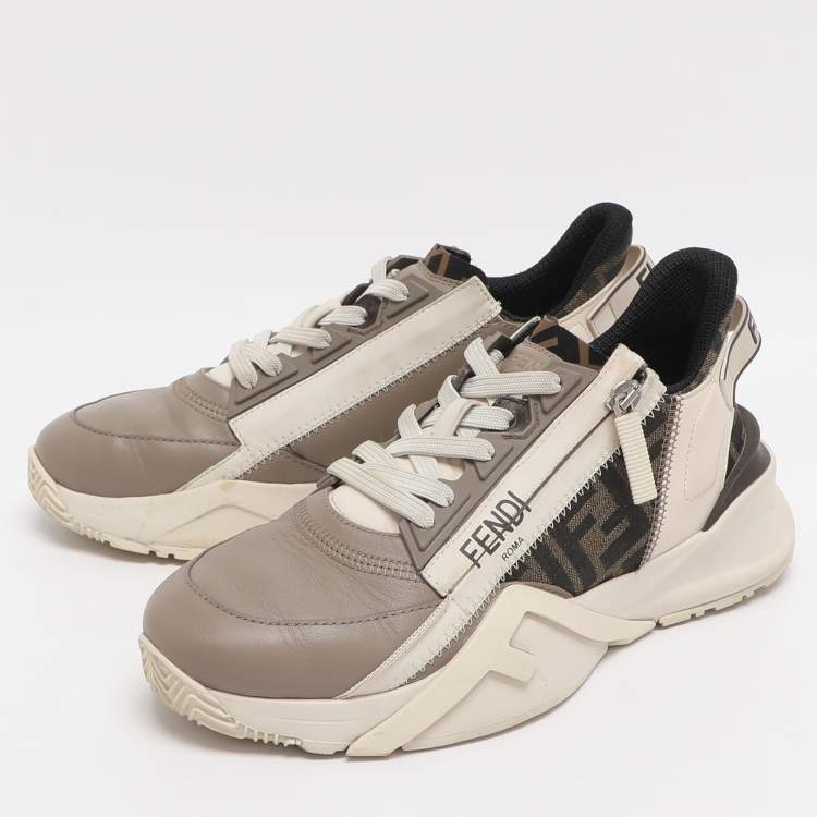 مملوكة مسبقًا Fendi Flow Size 37 Multicolor Canvas and Leather Low Top Sneakers
