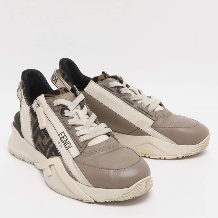 مملوكة مسبقًا Fendi Flow Size 37 Multicolor Canvas and Leather Low Top Sneakers