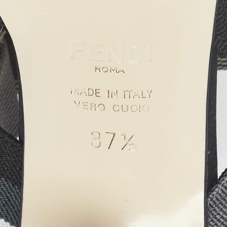 Pre Owned Fendi Colibri Size 37.5 Black Mesh Slingback Pumps