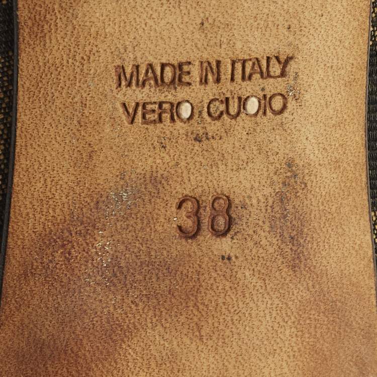 Pre Owned Fendi Size 38 Brown Zucca Canvas and Leather Pointed Toe Pumps