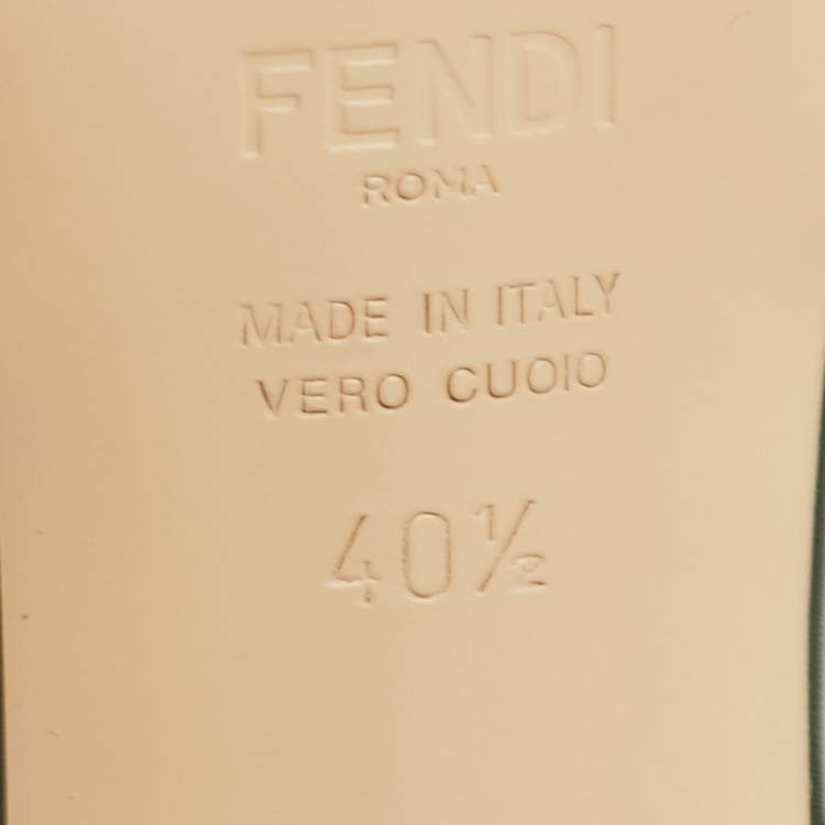 Pre Owned Fendi Colibri Lite Size 40.5 Green Mesh and Leather Pointed Toe Slingback Pumps