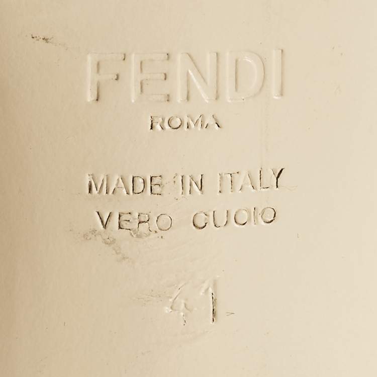 Pre Owned Fendi FF Size 41 Black Leather Slingback Pumps