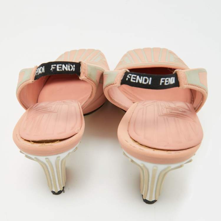 مملوكة مسبقًا Fendi FFreedom Size 37 Pink Neoprene Slingback Pumps