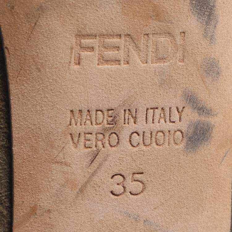 Pre Owned Fendi Size 35 Green Suede Platform Pumps