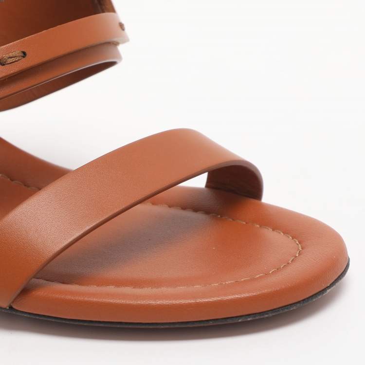 Pre Owned Fendi Baguette Size 38 Brown Leather Slide Sandals